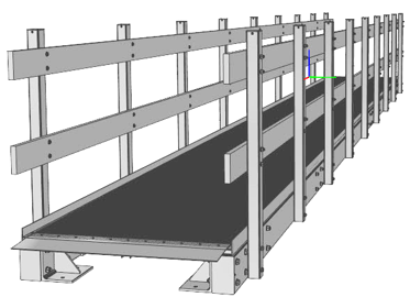 CAD-Modell Alu-Brücke mit Holzgeländer